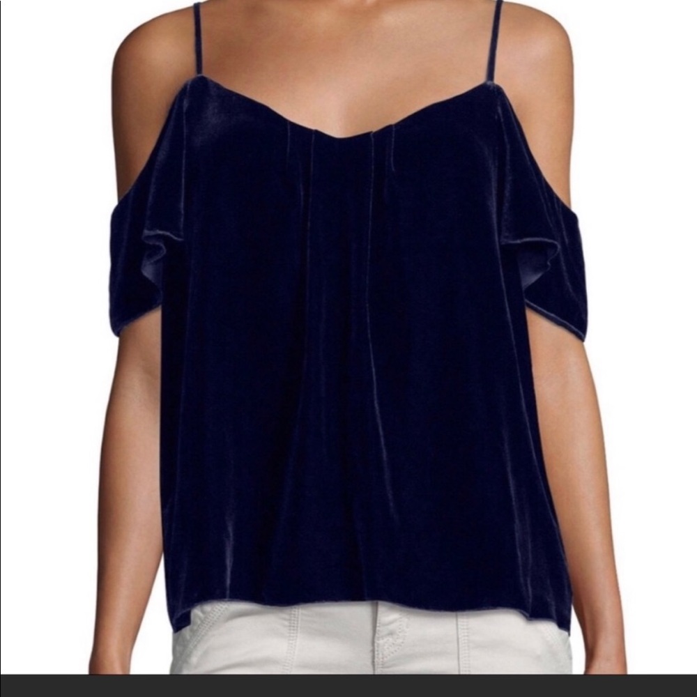 Joie cold shoulder velvet top black S